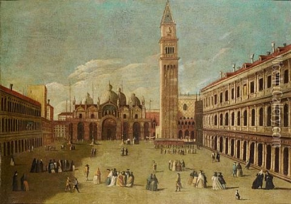 The Piazza Di San Marco, Venice Oil Painting - Giovanni Battista Cimaroli