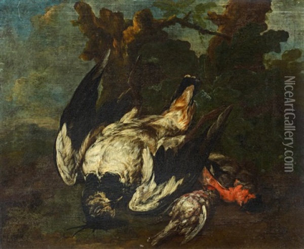 Jagdstillleben Mit Erlegte Singvogeln Oil Painting - Philipp Ferdinand de Hamilton