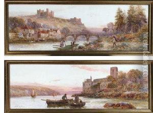 A View Of Richmond Castle At Dusk Oil Painting - Walker Stuart Lloyd