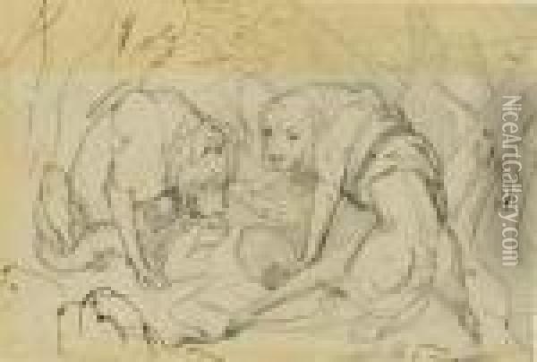 A Study For 'alpine Mastiffs Reanimating A Distressedtraveller' Oil Painting - Landseer, Sir Edwin
