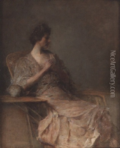 Lady Listening Oil Painting - Thomas Wilmer Dewing