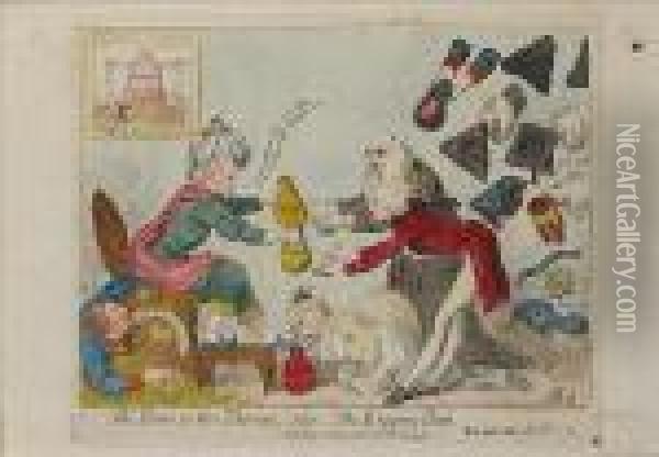 The Bow To The Throne Oil Painting - James Gillray