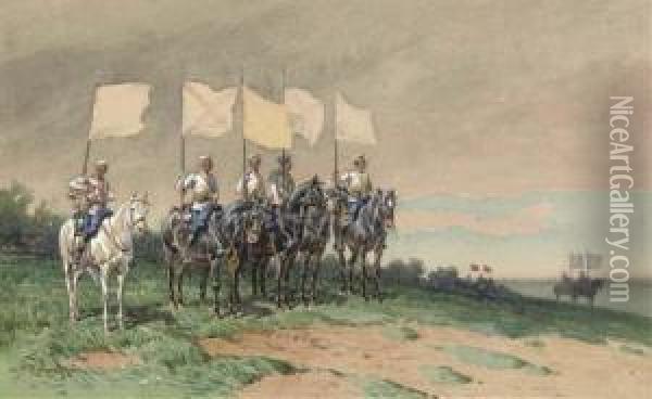 Cuirassiers Of The Imperial Guard Oil Painting - Ivan Petrovich Prianishnikov