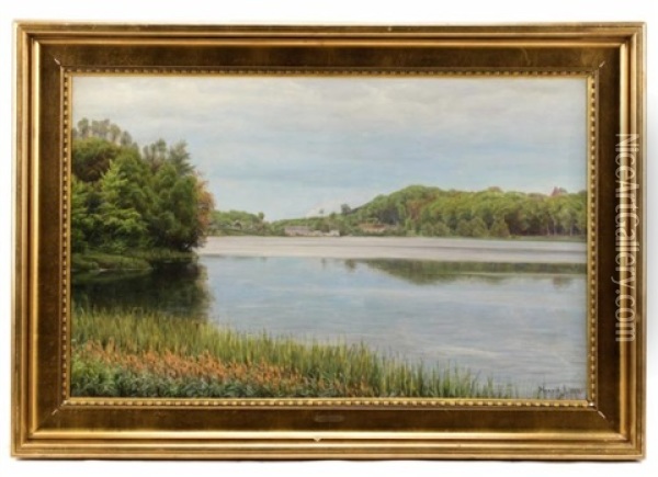 Lake In Spring Oil Painting - Henrik Gamst Jespersen