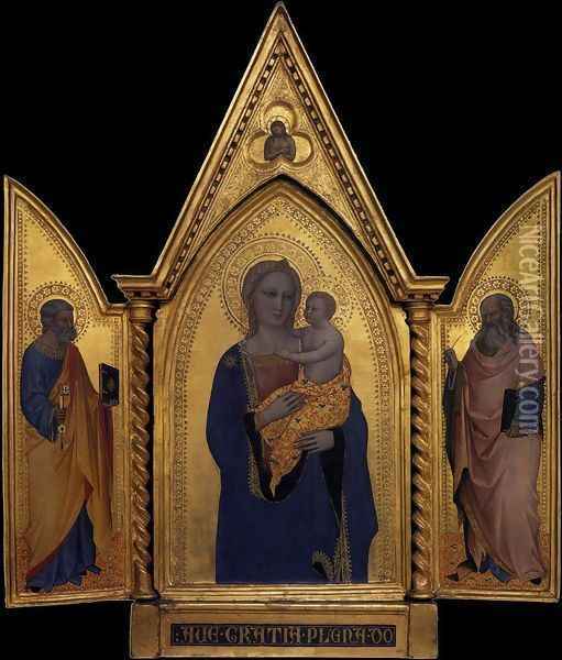 Madonna and Child with Sts Peter and John the Evangelist 1360 Oil Painting - Nardo di Cione