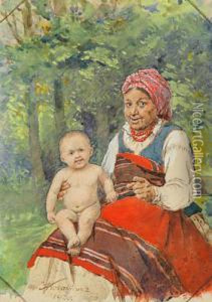 Babunia Oil Painting - Anton Kozakiewicz