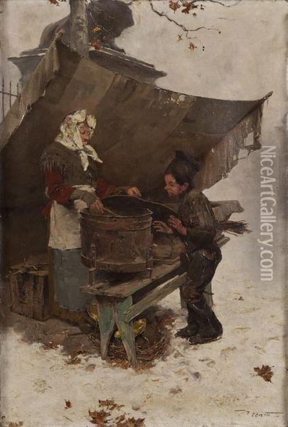 Marchande De Marrons Oil Painting - Edouard Menta