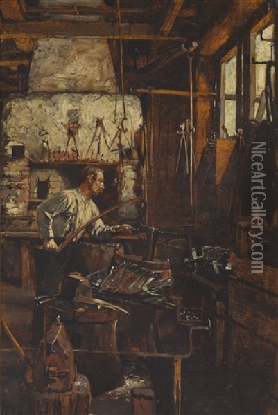 Der Sensenschmied Oil Painting - Hugo Charlemont