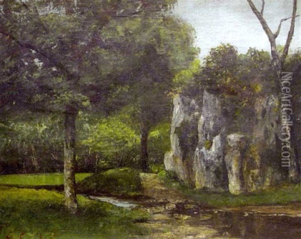 Bord De Riviere Dans Le Jura Francais Oil Painting - Gustave Courbet