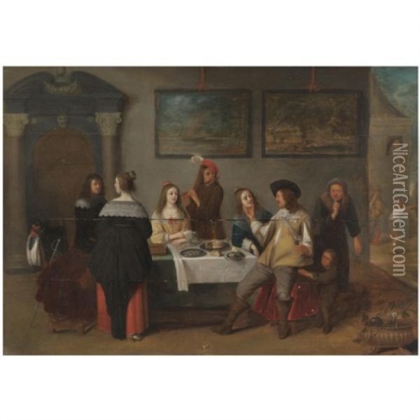 The Prodigal Son In A Brothel Oil Painting - Christoffel Jacobsz. Van Der Lamen