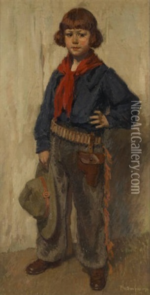 Jeune Garcon Deguise En Cow-boy Oil Painting - Philippe Swyncop