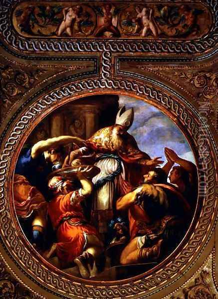 Allegory of the Priesthood, from the ceiling of the library, 1556 Oil Painting - Andrea Schiavone