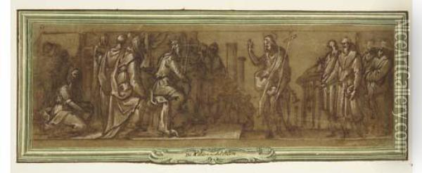 Saint John The Baptist Preaching Before Herod Oil Painting - Belisario Corenzio