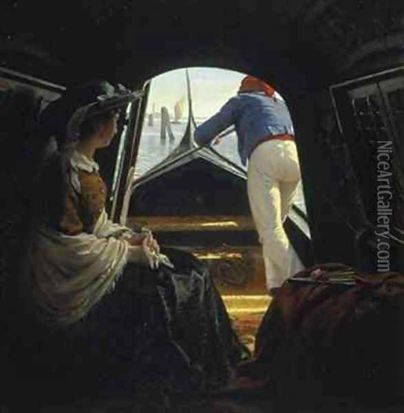 In the Gondola Oil Painting - Johann Julius Exner