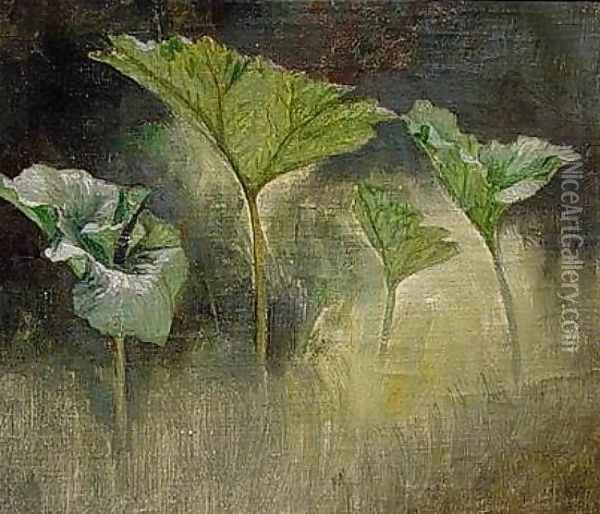 Study of Leaves, Glen Falls, NY Oil Painting - Elihu Vedder