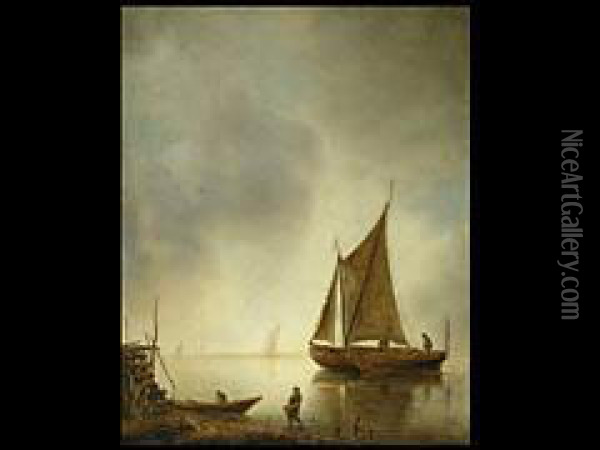 Fischer Am Ufer Oil Painting - Jan van Goyen