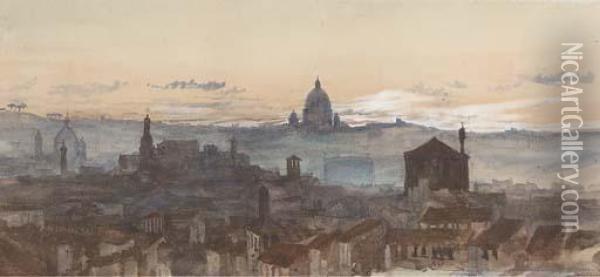 A View Of Rome From The Pincio Oil Painting - George Howard
