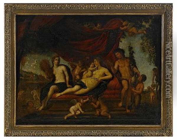 Venus Och Amor Oil Painting - Francesco Albani