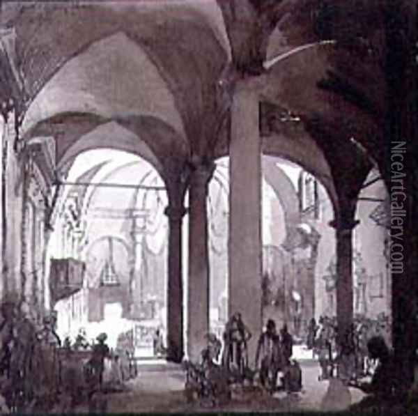 Interior View of the Convent Church, San Felice, Florence Oil Painting - Francis Sydney Unwin