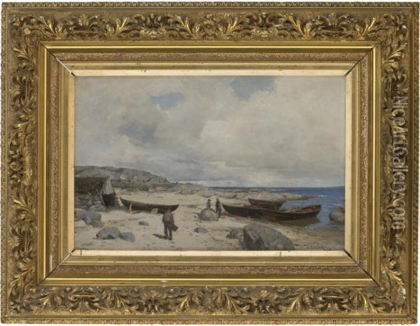 Fishermen At Jaeren Oil Painting - Nikolai Ulfsten