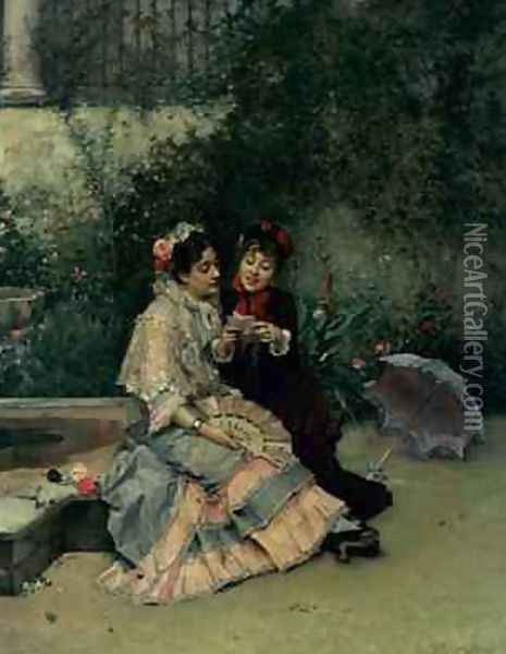 Two Spanish Women Oil Painting - Ricardo de Madrazo y Garreta