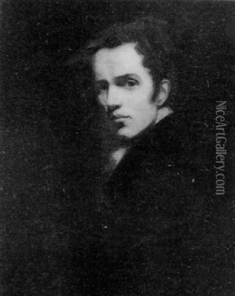 Portrait Of The Artist Wearing A Dark Coat Oil Painting - John Opie