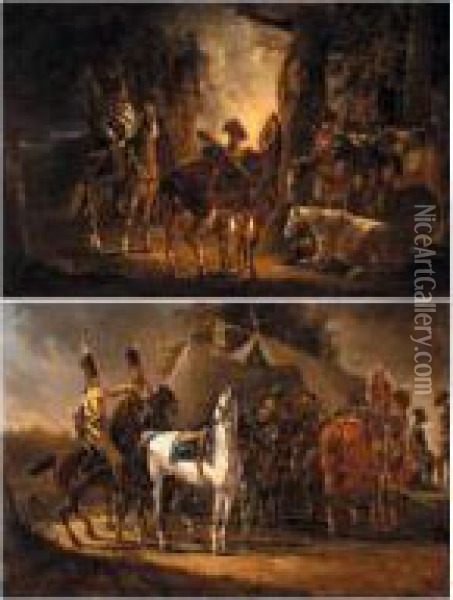 Military Encampments With Cavalry Oil Painting - Dirck Langendijk