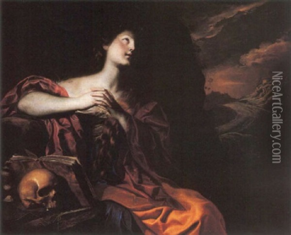 Maddalena Penitente Oil Painting - Nicolas Regnier