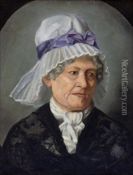 Nainen Valkoisessa Hatussa. Oil Painting - Emma Lowstadt-Chadwick