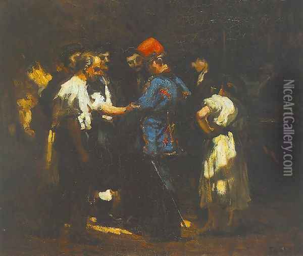 Amongst Coachmen 1902 Oil Painting - Janos Thorma