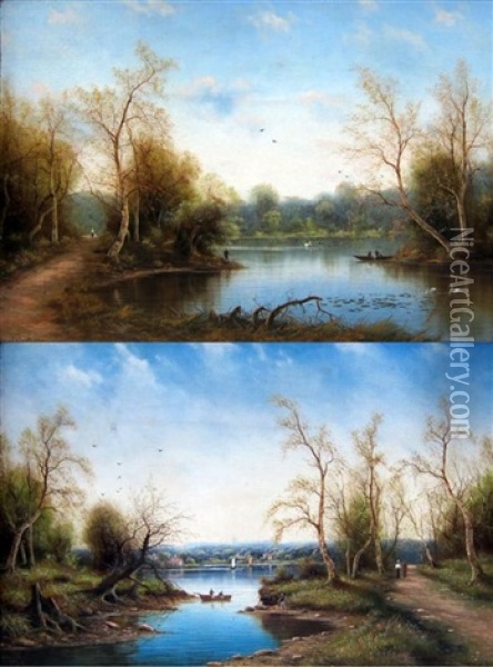 Landscapes (pair) Oil Painting - Nils Hans Christiansen
