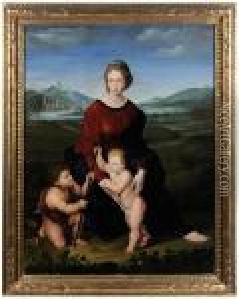 Madonna Del Prato Oil Painting - Raphael (Raffaello Sanzio of Urbino)