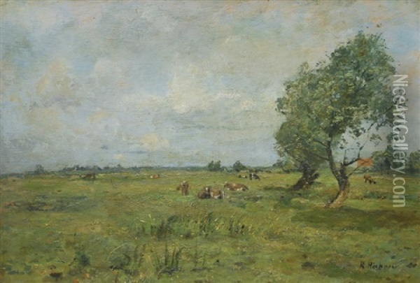 Grazing Cows Oil Painting - Rudolf Hoeckner