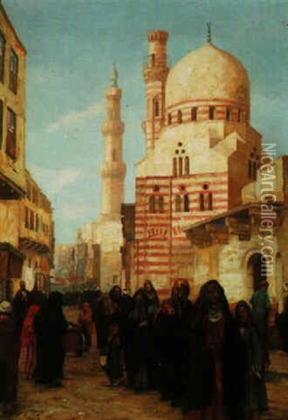 The Ibraham Agka Mosque, Cairo Oil Painting - Georg Macco