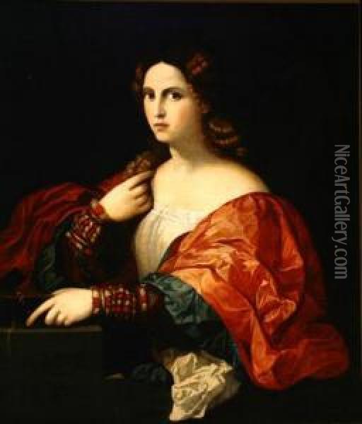 Portrait Of A Woman (la Bella) Oil Painting - Palma Vecchio (Jacopo Negretti)