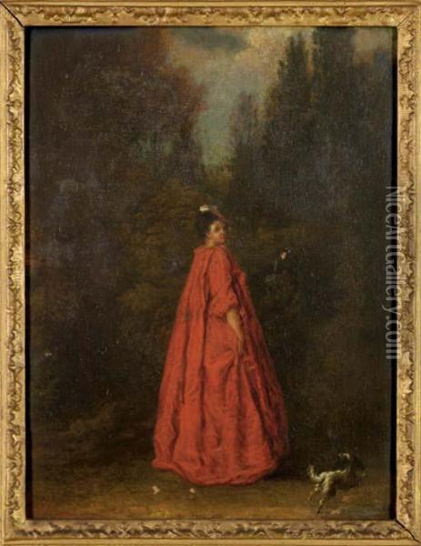 Elegante Dans Un Parc Oil Painting - Watteau, Jean Antoine