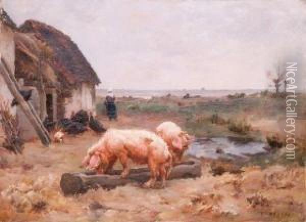 Cochon A La Ferme Oil Painting - Paul Vayson
