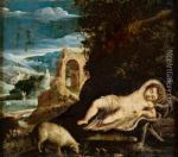 Paesaggio Con San Giovannino Dormiente Oil Painting - Paul Bril