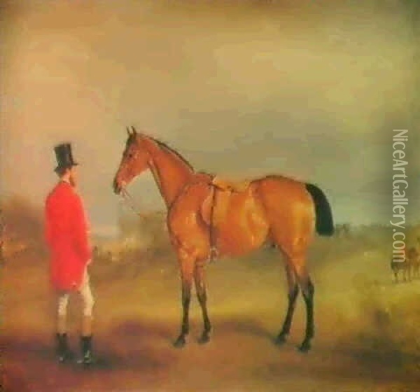 Lord Newport With His Favourite Hunter, Rowton, In His Fifteenth Season Oil Painting - Sir Francis Grant