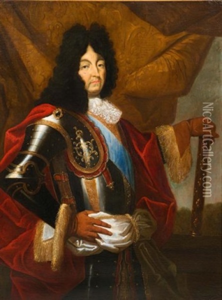 Portrait En Pied De Louis Xiv Oil Painting - Hyacinthe Rigaud