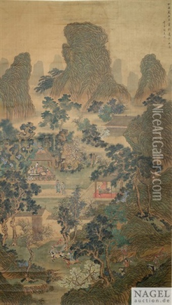 Edle Versammlung Im Kaiserlichen Garten Nach Der Audienz Oil Painting -  Gu Jianlong