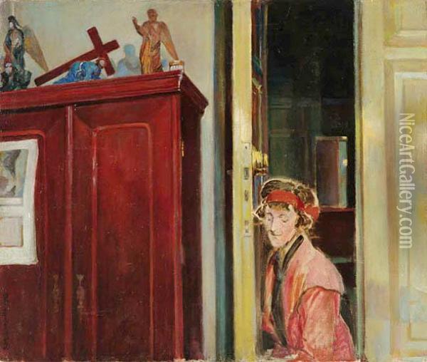 Kobieta We Wnetrzu Oil Painting - Jacek Malczewski