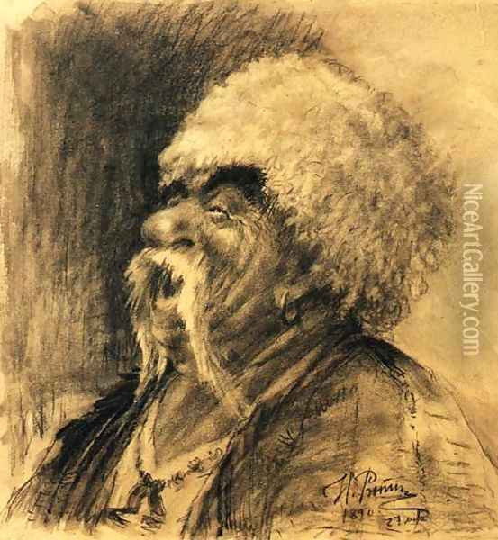 Portrait of a laughing Cossack Oil Painting - Ilya Efimovich Efimovich Repin