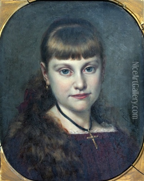 Portret Van Meisje Met Hangend Haar Oil Painting - Pieter Willem Sebes