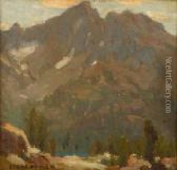 High Sierras Landscape S L/l: Edgar Payne O/b 12x12 Oil Painting - Edgar Alwin Payne