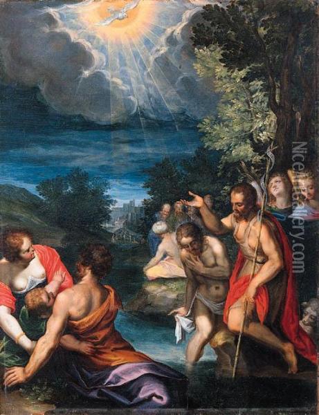 Il Battesimo Di Cristo Oil Painting - Girolamo Imparato