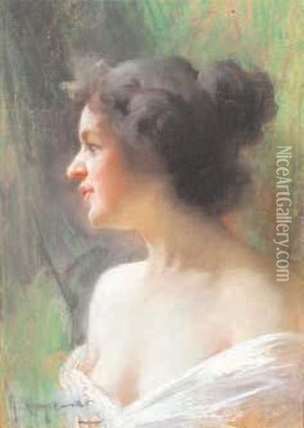 Profilo Di Donna Oil Painting - Giovanni Zangrando