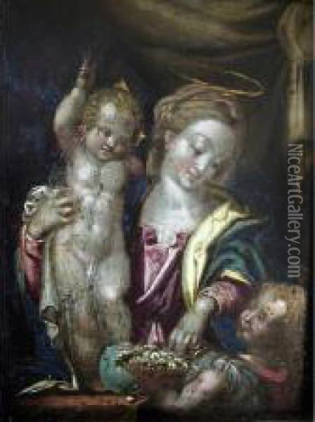 Virgin And Child With St. John Oil Painting - Johann Rottenhammer