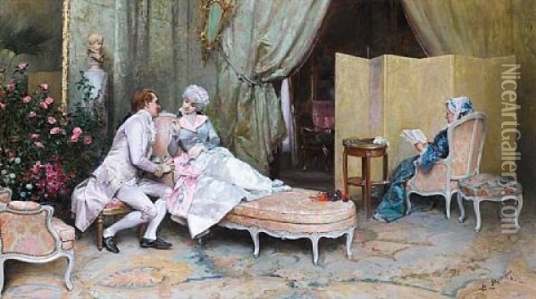 Flirtation Oil Painting - Raimundo de Madrazo y Garreta