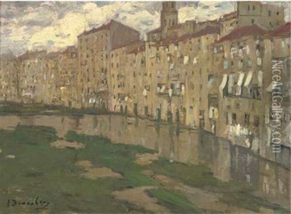 On The Arno Oil Painting - Alice Dannenberg